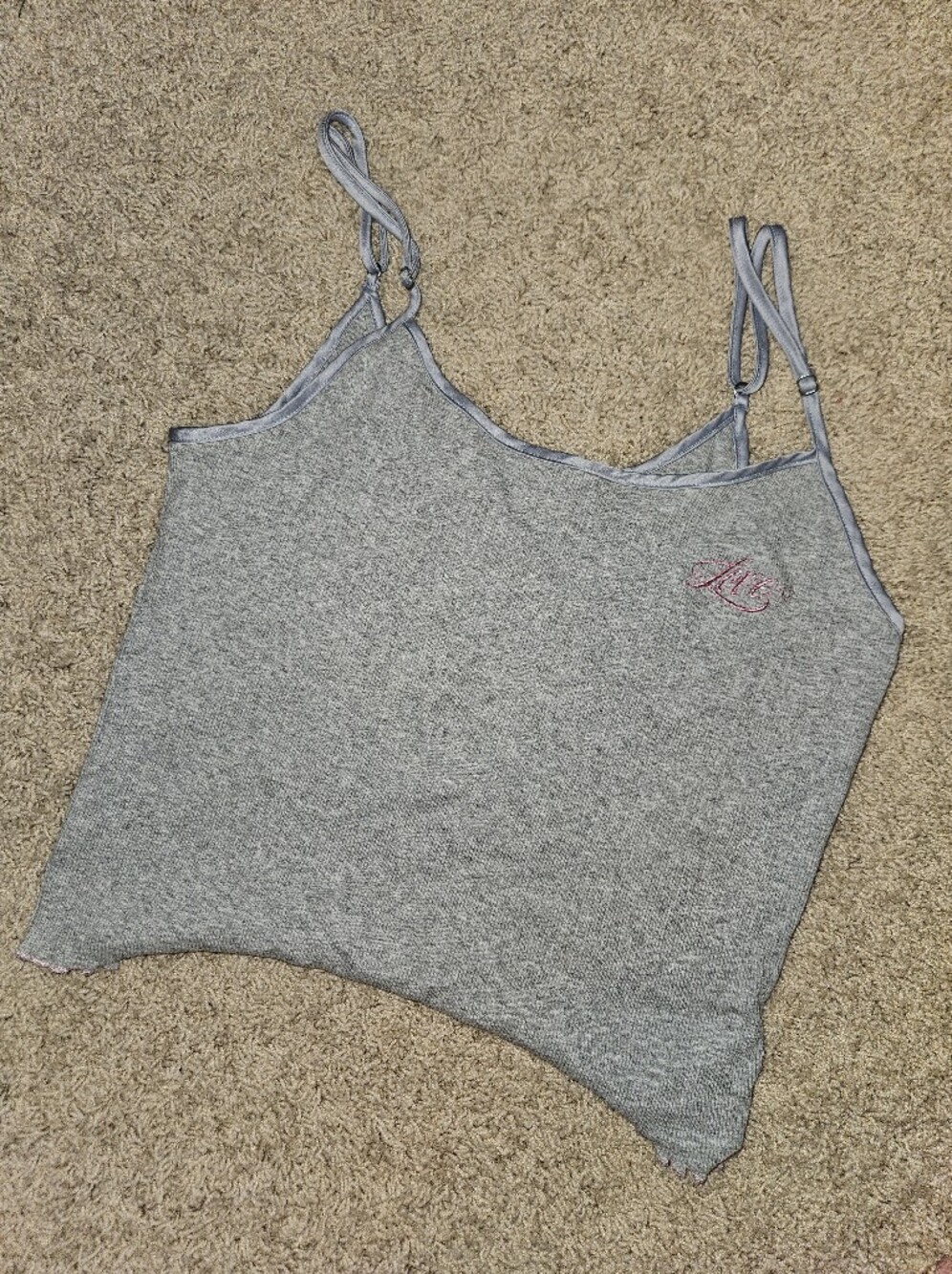 Victoria's Secret Grey Ribbed Cami with Embroidered Logo